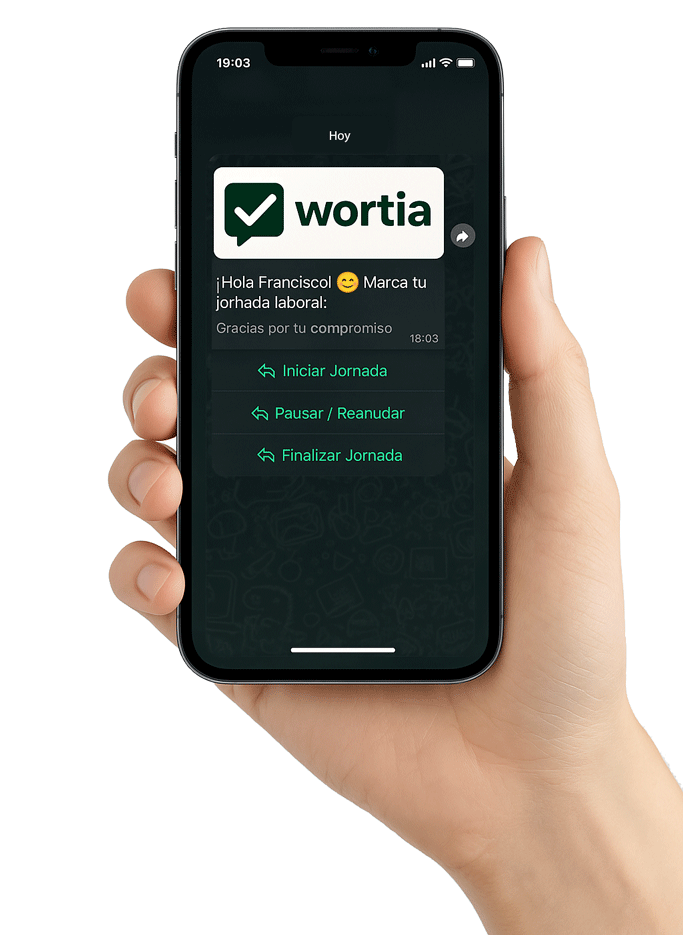 Registro de jornada por WhatsApp con Wortia
